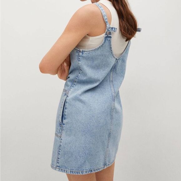 Mango Pocket Denim Pinafore Dress New - Picture 7 of 7